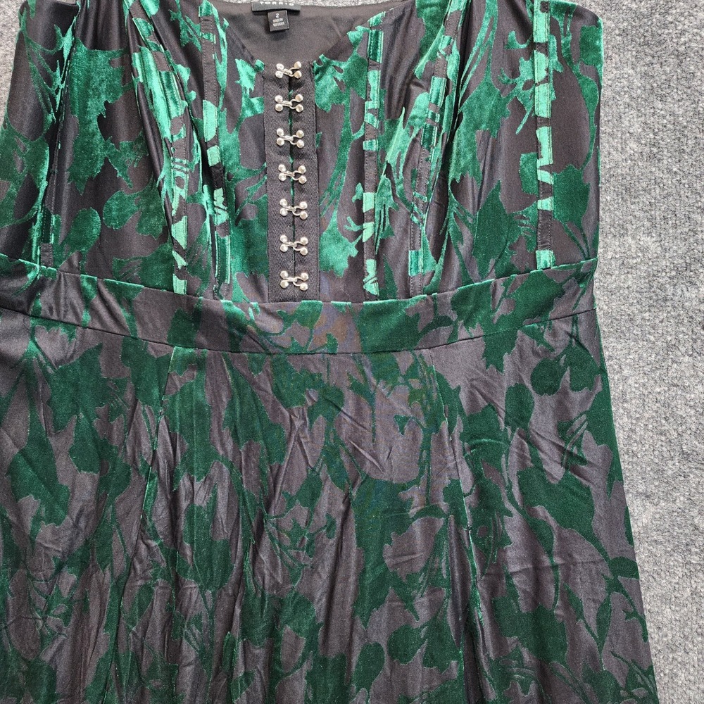 Torrid Womens Green Velvet Burnout Floral Gothic Witchy Corset Dress Size 2 - Picture 6 of 8